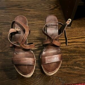 Brown European leather wedges!